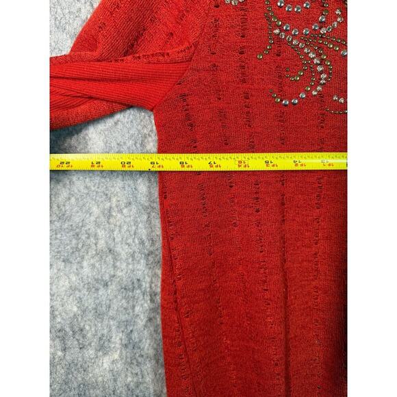 Miss Me Sequin Open Back Red Cardigan Flowy Breathable - Medium - Picture 8 of 10